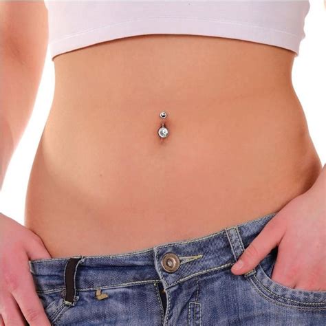 5PC Belly Button Rings 14G Stainless Steel CZ Girl Women Navel 5