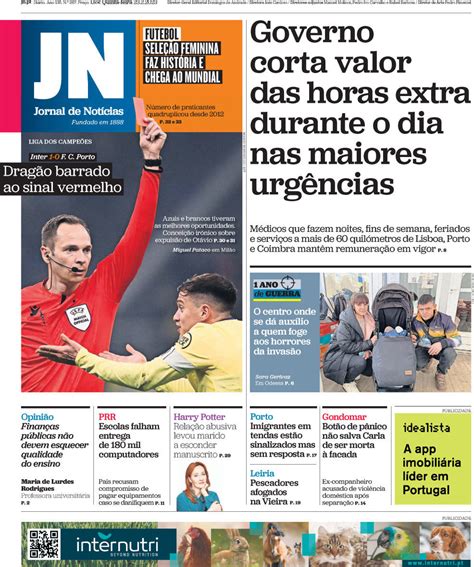 Capa Jornal De Notícias 23 Fevereiro 2023 Capasjornaispt