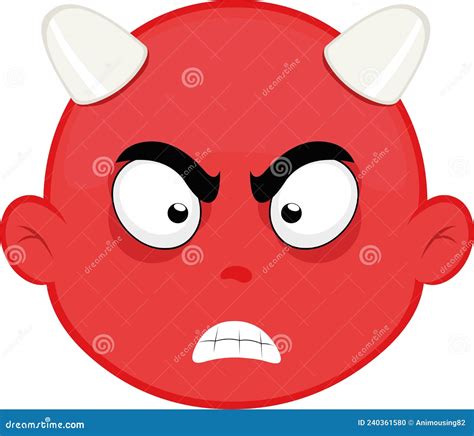 Face Of A Cartoon Devil With An Angry Expression Stock Vector