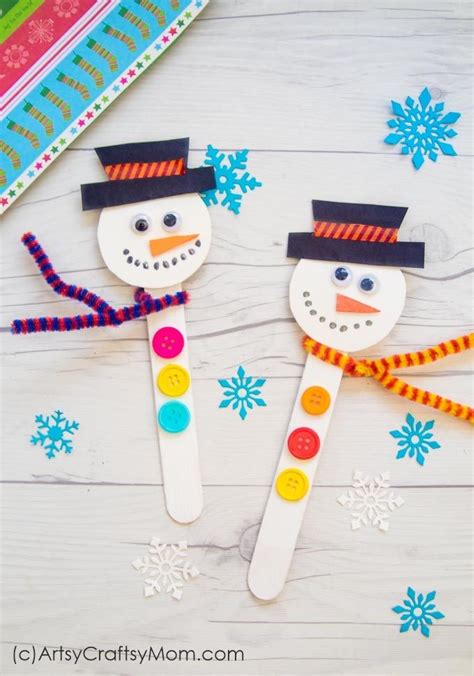 Make A Popsicle Stick Snowman Craft This Christmas Winter Crafts For
