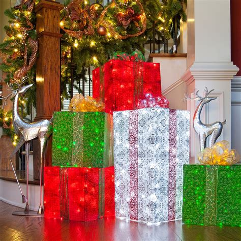 DIY Christmas Decorations - 4 Lighted Gift Boxes