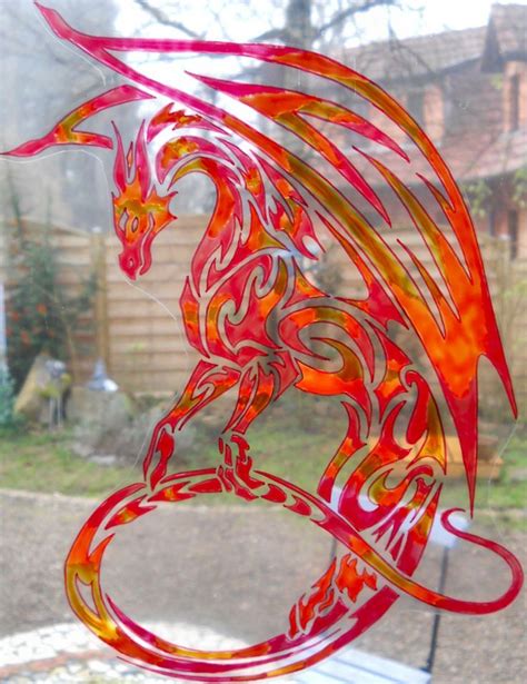 Glass Painted Dragon Stencil Dragon Artwork Fantasy Fantasy Dragon Dragon Glass Fire Dragon