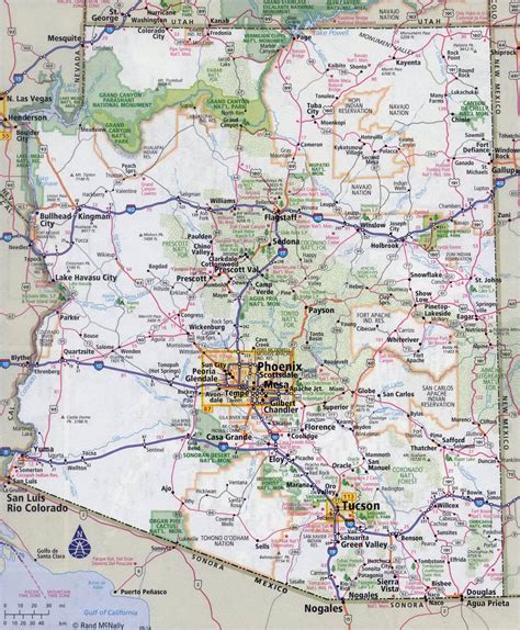 Large Detailed Road Map Of Arizona State With All Cities