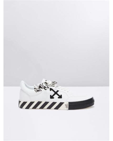 Off White Co Virgil Abloh Leather Vulc Striped Low Top Canvas Trainers