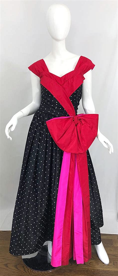 Vintage Nina Ricci Couture 1980s Avant Garde Polka Dot Silk Taffeta