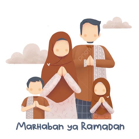 Gambar Ucapan Selamat Menyambut Ramadhan Muslim Sekeluarga Ilustrasi