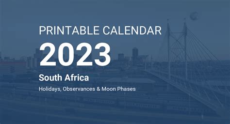 Printable Calendar 2023 For South Africa Pdf