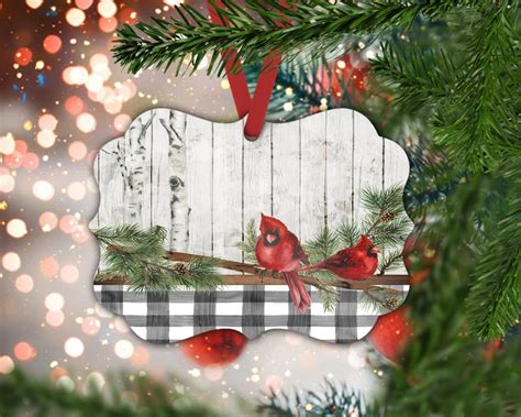 Cardinals On Wood Benelux Christmas Ornament Sublimation Etsy