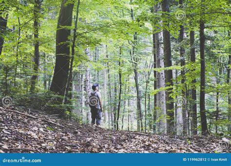Alone Man In Wild Forest Stock Photo Image Of Scenery 119962812