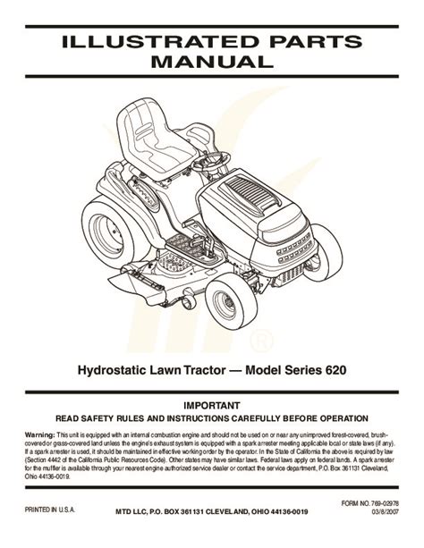 Mtd Lawn Mower Parts Manual Yard Man Mtd Hydrostatic Lawn Tractor Ser