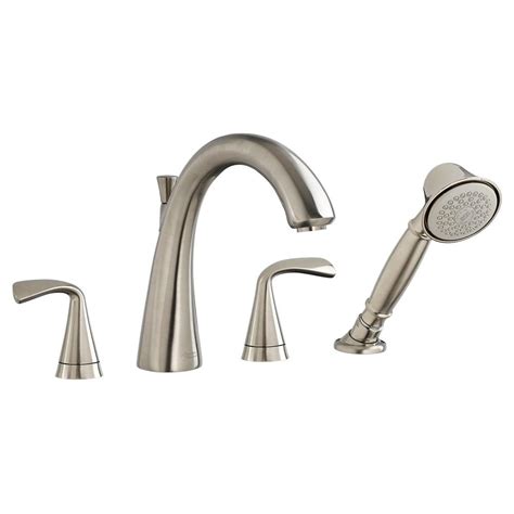Waterfall roman tub faucet brushed nickel deck mount three hole double handle with tub filler faucet for high flow. American Standard Fluent 2-Handle Deck-Mount Roman Tub ...
