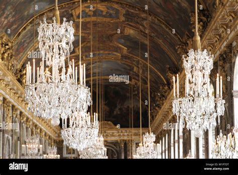Glass Chandeliers In The Royal Palace Of Versailles Stock Photo Alamy