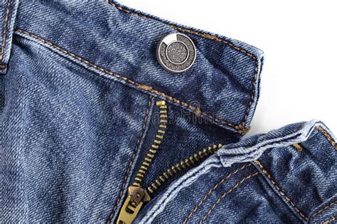Opened Zipper On Worn Jeans Close Up On White Stock Image Image Of