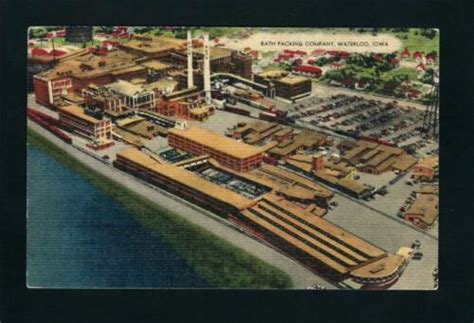 Waterloo Iowa Ia C1930s Cedar River And Rath Packing Plant On Shores