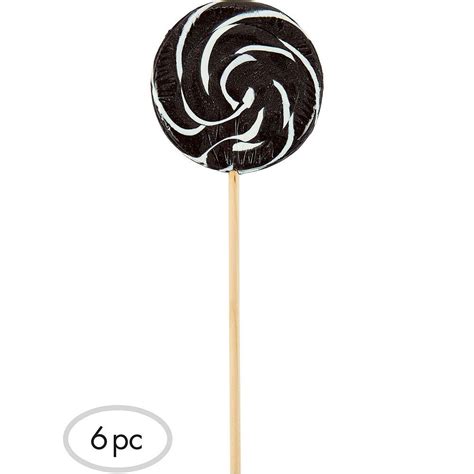 Large Black Swirly Lollipops 6ct Colorful Candy Buffet Black Candy