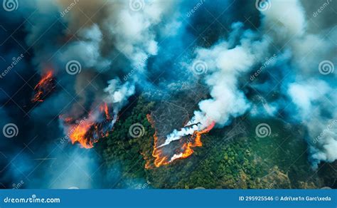 Forest Fire With Big Flames And Smoke Stock Illustration