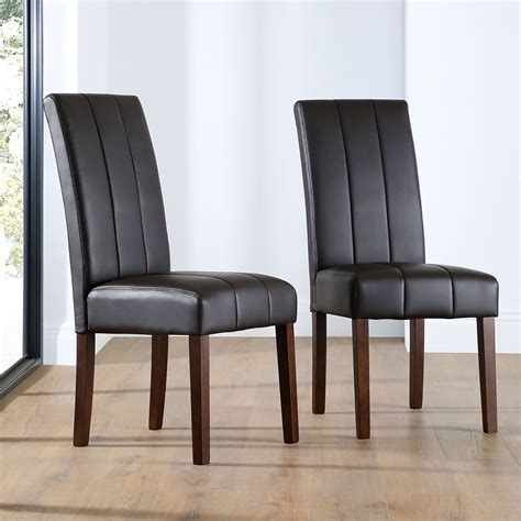 Carrick Brown Leather Dining Chair Dark Leg Furniture Choice