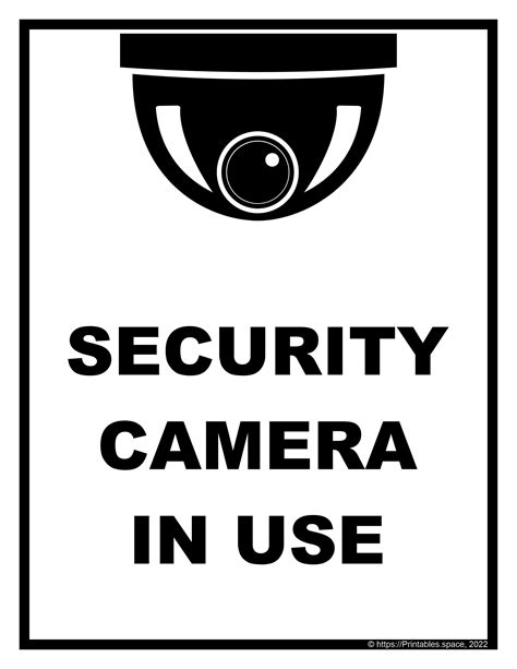 Printable Security Camera In Use Sign Video Surveillance Sign