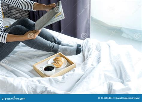Relax Woman Read A Book On The Bed Stock Photo Image Of Morning