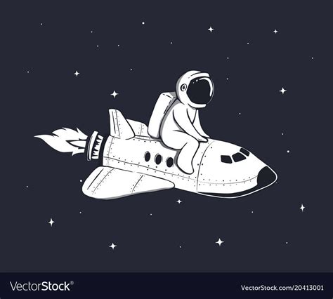 Beauty & fashion 5.3k plays by: Cute astronaut flies on shuttle in outer space Vector ...