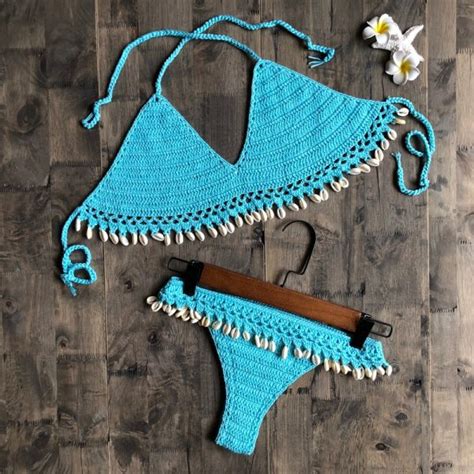 Crochet Bikini Set Shell Tassels Bikini Brazilian Crochet Swimsuit