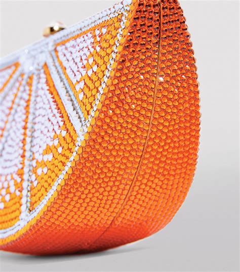 Womens Judith Leiber Orange Crystal Embellished Orange Slice Clutch Bag