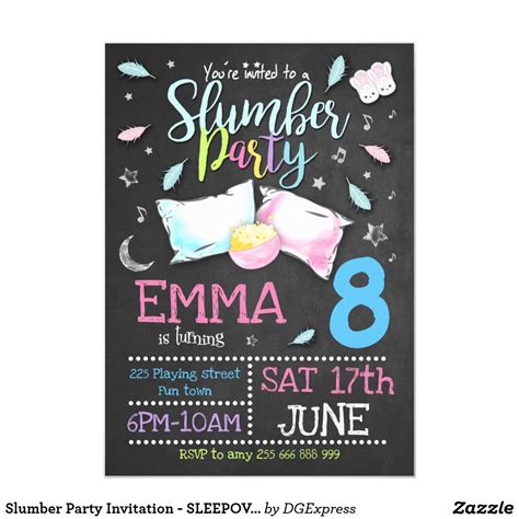 Slumber Party Invitation Sleepover Birthday Zazzle Slumber Party Invitations Party
