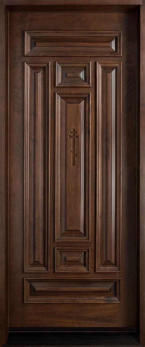 Front Door Custom Single Solid Wood With Walnut Finish Classic