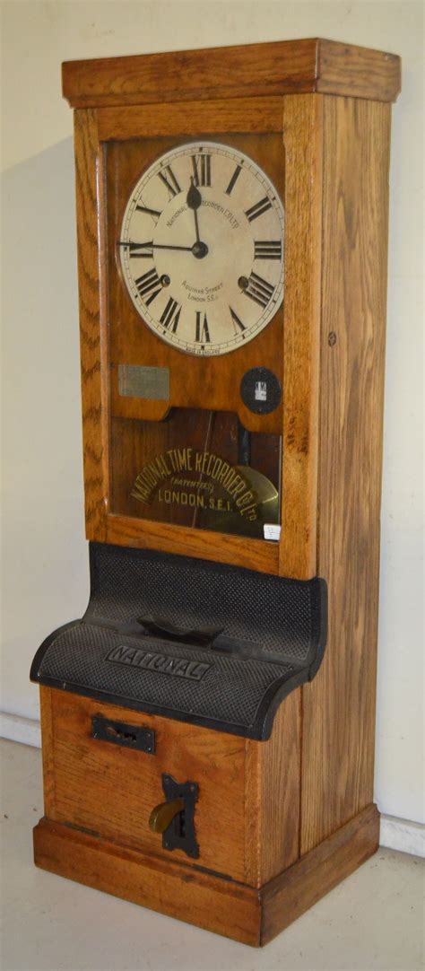 Sold Price Antique National Time Recorder Co Oak Time Clock With
