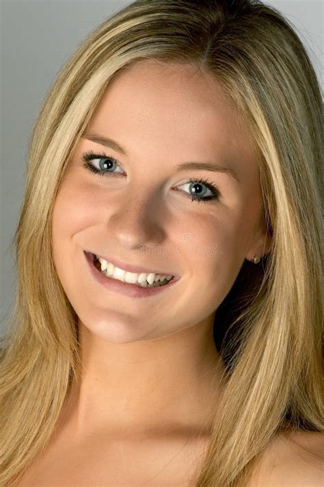 Blonde Woman Smiling Headshot Stock Photo Image Of Blonde Teeth 893456