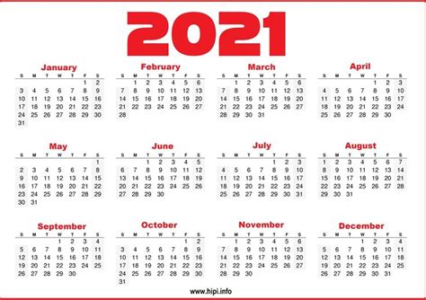 Free Printable Calendar 2021 Yearly Di 2021