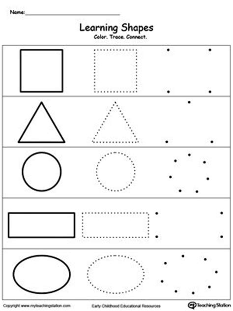 Our shapes worksheets are designed to teach the basic shapes such as circle, square and early childhood shapes worksheets. Learning Basic Shapes: Color, Trace, and Connect | Shapes ...
