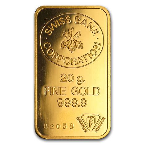They represent a substantial increase in terms of portfolio value, yet they're still easy to store and carry. 20 gram Gold Bar - Swiss Bank Corporation | All Other ...