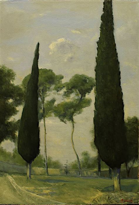 Two Cypress Trees In Salona Painting By Drazen Romic Saatchi Art