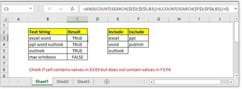Excel Formula Check If Cell Contains Some Texts But Not Contains Others