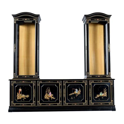 Find high quality curio cabinets for sale online at home gallery stores. Jasper Chinoiserie Black Lacquer Display Cabinet Curio ...