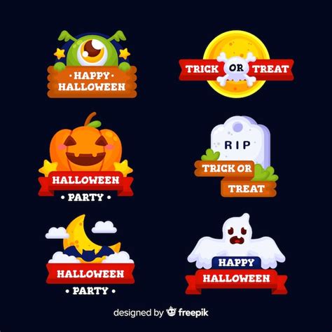 Free Vector Halloween Badges Collection With Ribbons