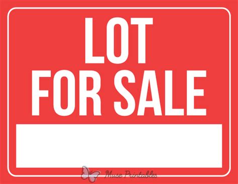 Printable Lot For Sale Sign