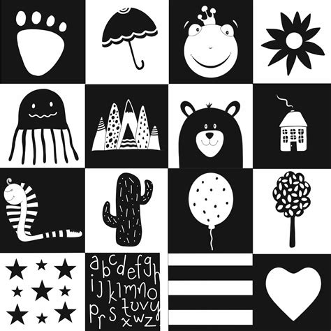 Monochrome High Contrast Black And White Stimulation Cards For Etsy