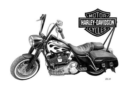 Harley Davidson Drawing By Nick Naethuijs