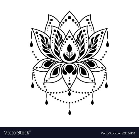 Mehndi Lotus Flower Pattern For Henna Drawing And Vector Image