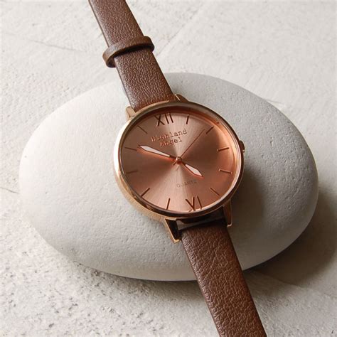 ladies watch with leather strap by highland angel
