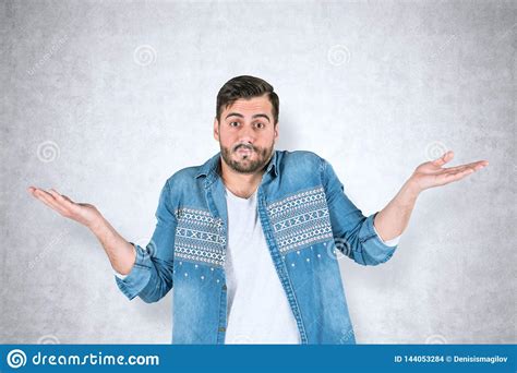 Casual Man Shrugging Shoulders Stock Photo Image Of Horizontal