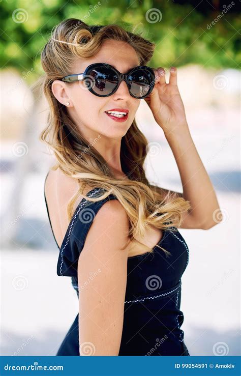 Beautiful Blonde Woman With Sunglasses Stock Image Image Of Bright Caucasian