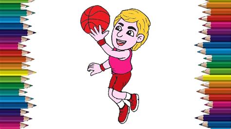 Finally, use a long curved line to outline the face and enclose the figure. How to draw a basketball player cute and easy - Cartoon ...