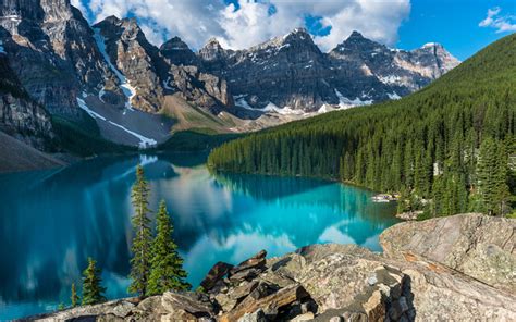 Download Wallpapers Banff National Park Moraine Lake Forest Blue