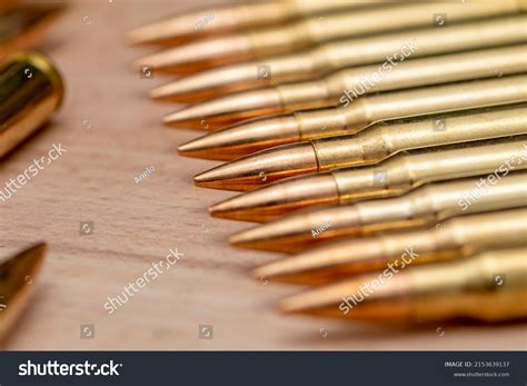 Row Cartridges 762 Caliber Bullets Kalashnikov Stock Photo 2153639137