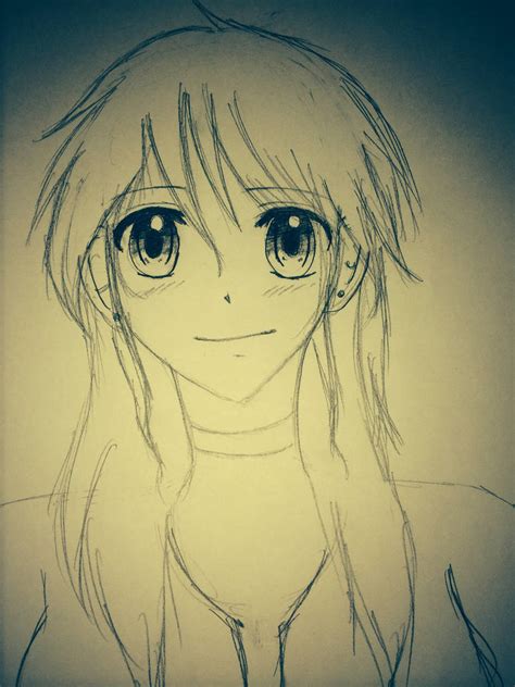 Anime Girl Sketch Uncolored By Nyanslushie On Deviantart