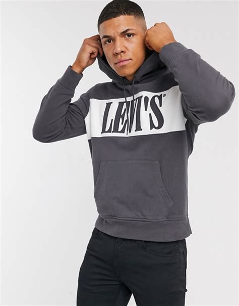 Levis Chest Insert Panel Logo Hoodie In Forged Iron