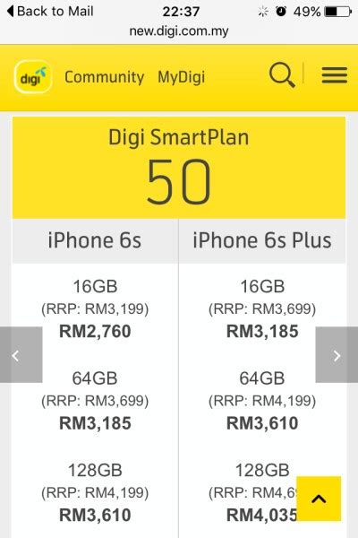 The iphone 6 will be available from rm1181 while the iphone 6 plus. Digi iPhone 6s & iPhone 6s Plus Plans & Pricing ...